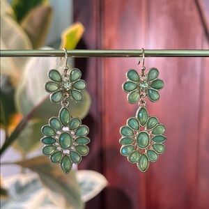 Green Floral Drop Earrings